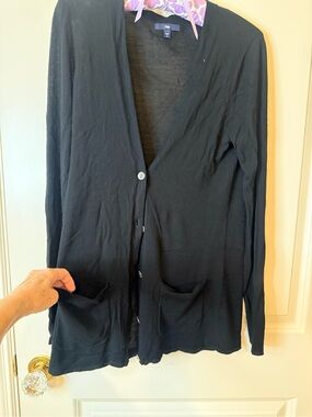 GAP Black V-Neck Button Cardigan with Pockets
